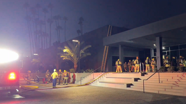 Firefighters responding to fire at General Motors' Advanced Design Center in Pasadena, California