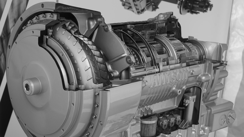 Cutaway model of Allison transmission on display