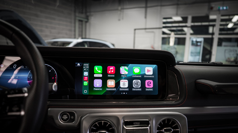 Apple CarPlay inside a Mercedes car.