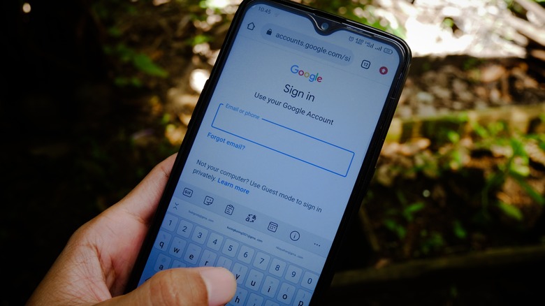 Google sign-in page on smartphone