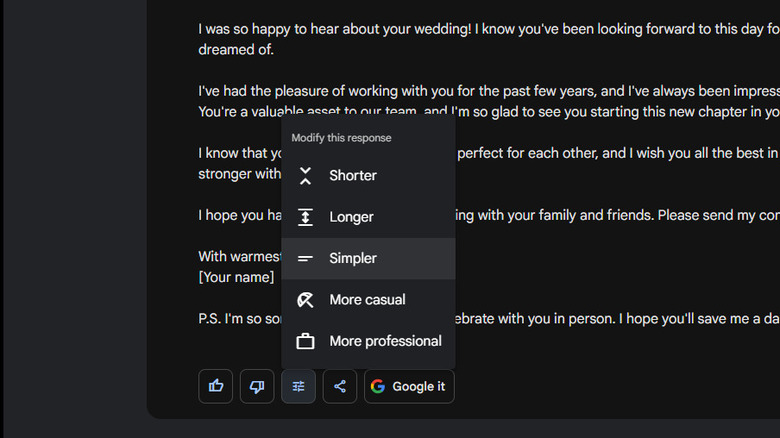 google bard response editing tools