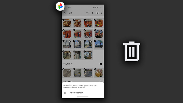 Deleting pictures in the Google Photos app