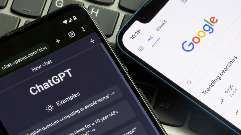 ChatGPT Google smartphone screens 