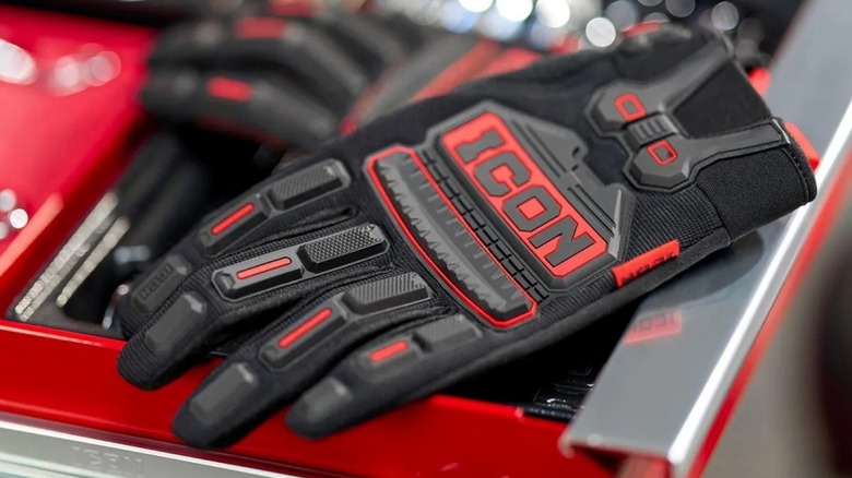 Harbor Freight's new Icon work gloves are heavily padded for impact protection.