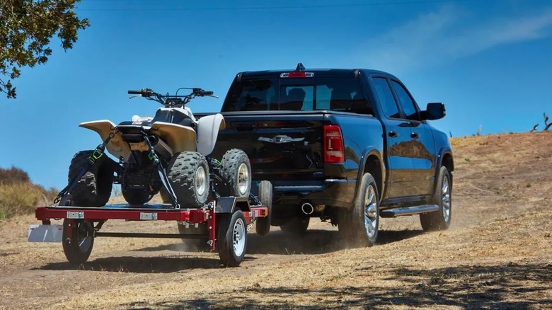 Harbor Freight's 1,720 pound trailer attached to a moving pickup truck