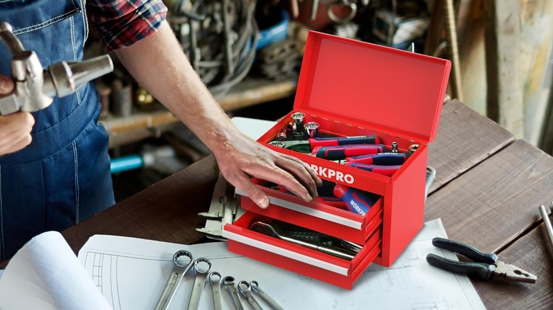 Workpro red mini tool box
