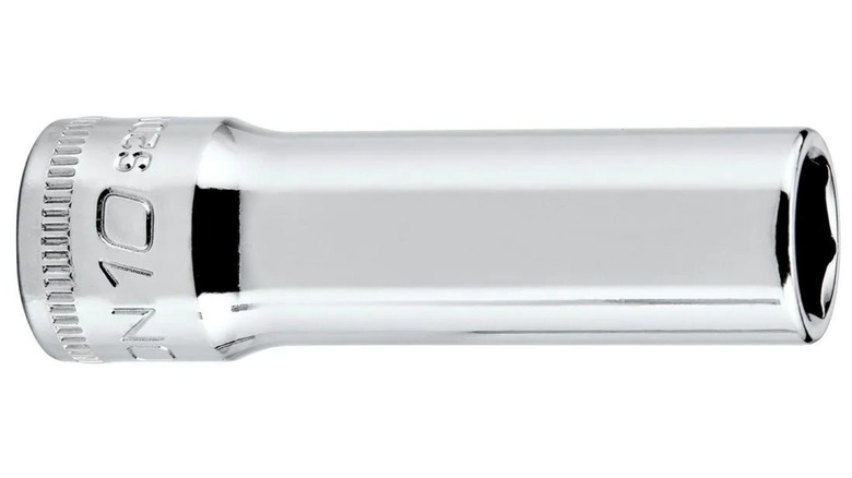 A close up of Harbor Freight's Icon 10mm deep socket.
