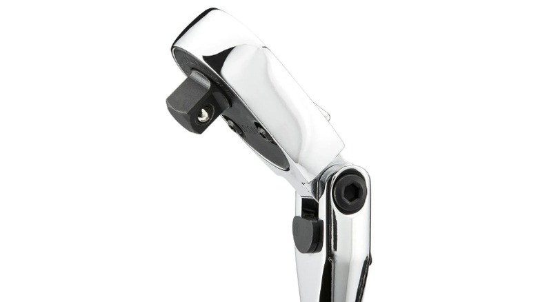 Close up of Icon G2 3/8-inch Drive, 14-inch Long Locking Flex Ratchet head on white background