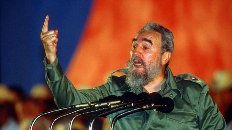 Fidel Castro giving a speech
