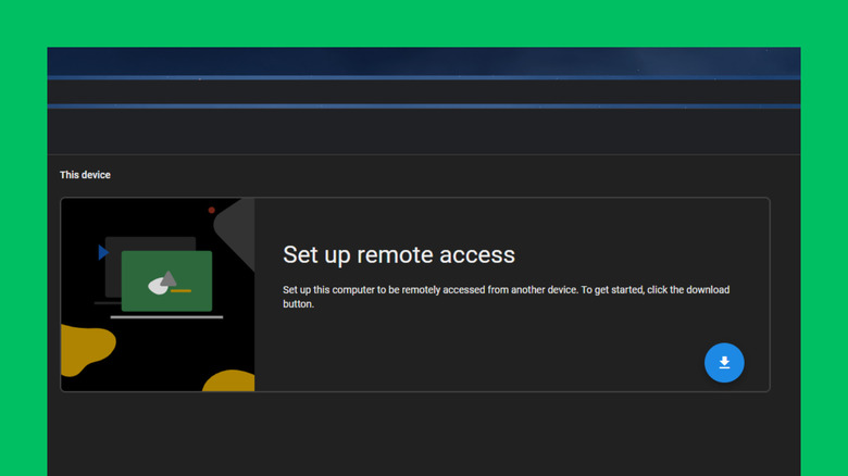 Chrome Remote Desktop showing set up for remote access