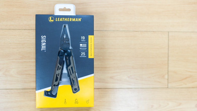 A Leatherman Signal tool in its box.