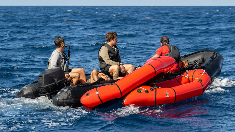 Special ops troops on an inflatable boat