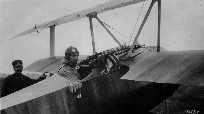 German fighter pilot Hermann Goering in the cockpit of a Fokker DR1, circa 1916.