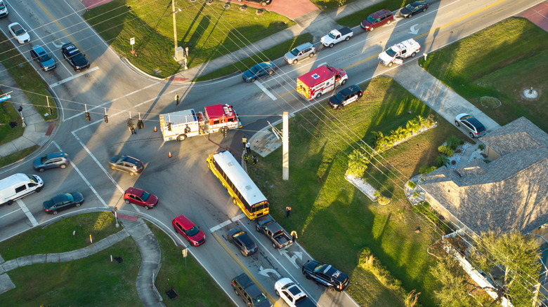 Crash at four-way intersection