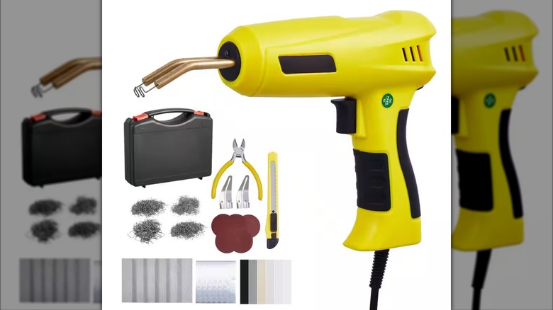 The contents of the SKYSHALO plastic welding kit sold at Home Depot.