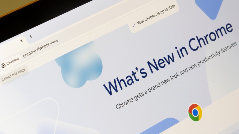 Chrome update screen shown on laptop display
