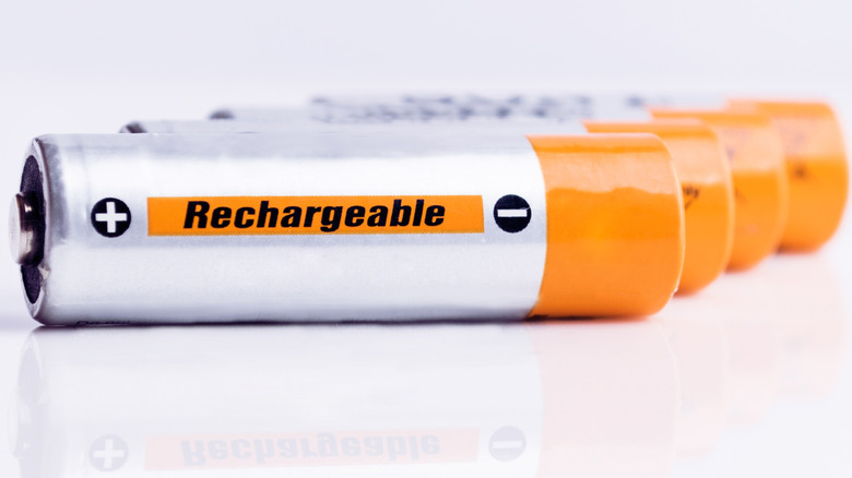 Rechargeable batteries, on white background