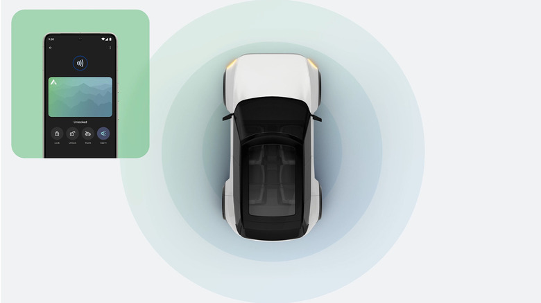 Visual of using an Android phone to unlock a car