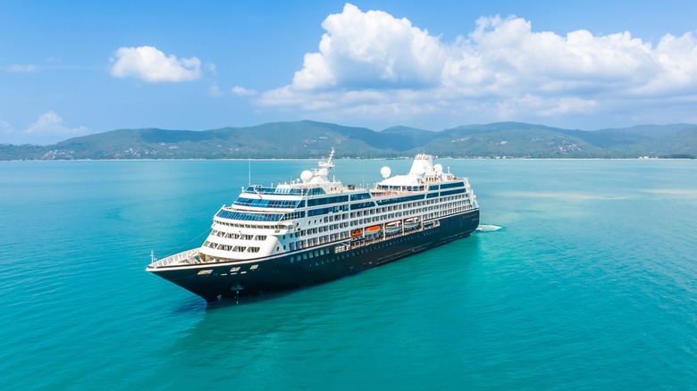 A cruise ship sailing over the calm ocean