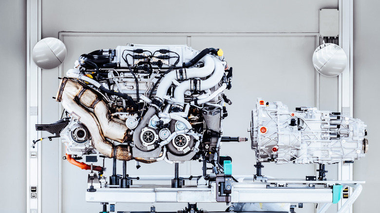 Bugatti W16 engine bay closeup