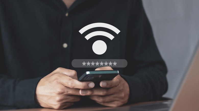 Wi-Fi icon hovering over a smartphone
