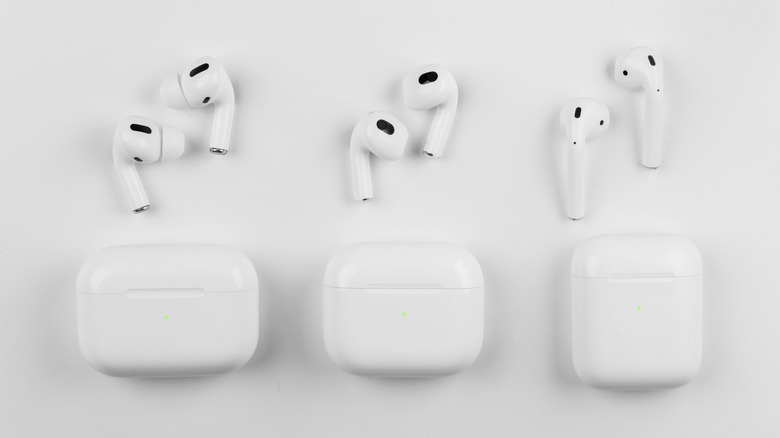 Different AirPods with charging case