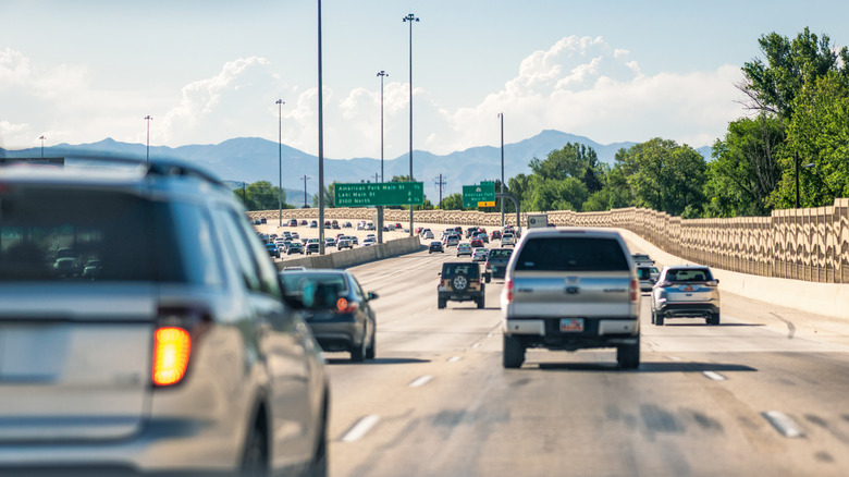 Cars driving on a highway
