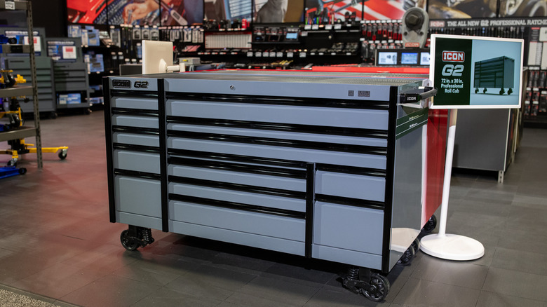Grey Harbor Freight Icon G2 tool chest on display at SEMA show in Las Vegas