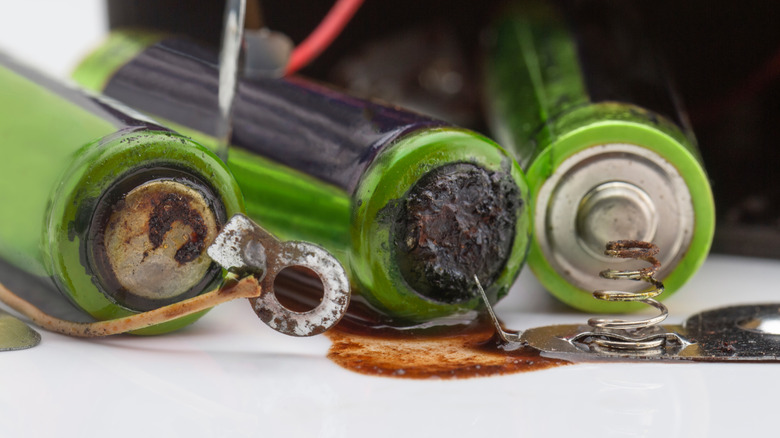 AA batteries leaking acid.