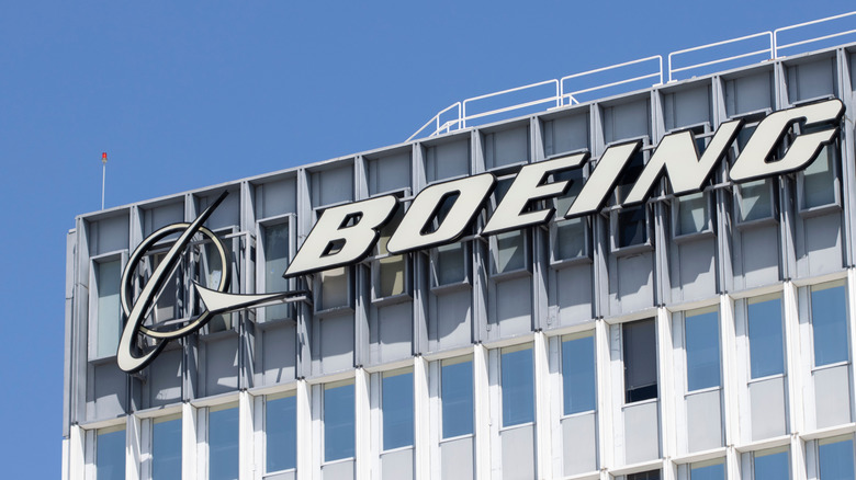 Boeing logo in front of office building