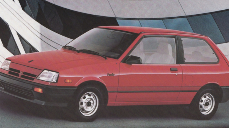 Red two-door Pontiac Firefly