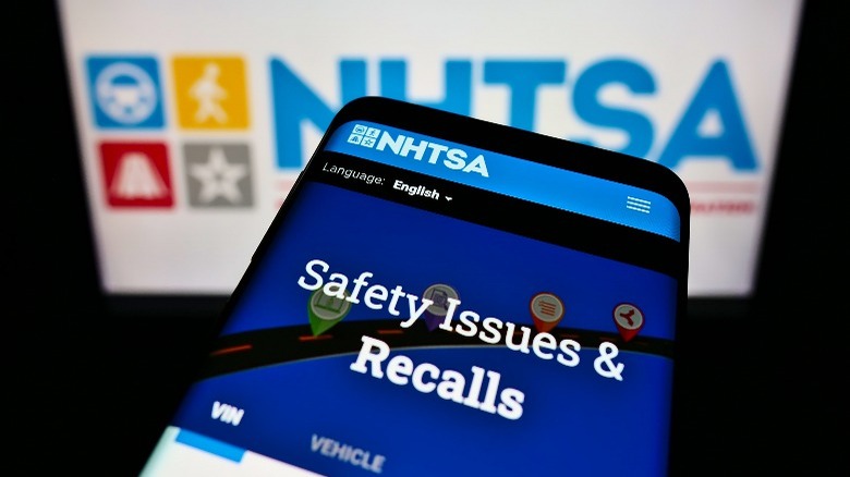 NHTSA phone screenshot