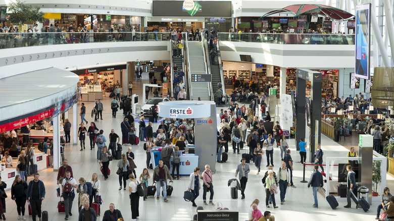 People in a busy airport
