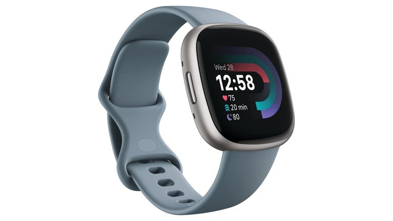 A FitBit Versa 4 smartwatch on display