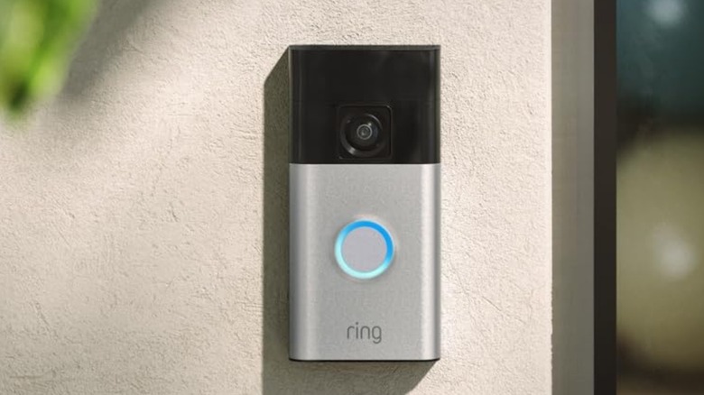 A Ring Battery Doorbell on a wall
