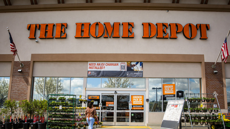 front entrance of a home depot store