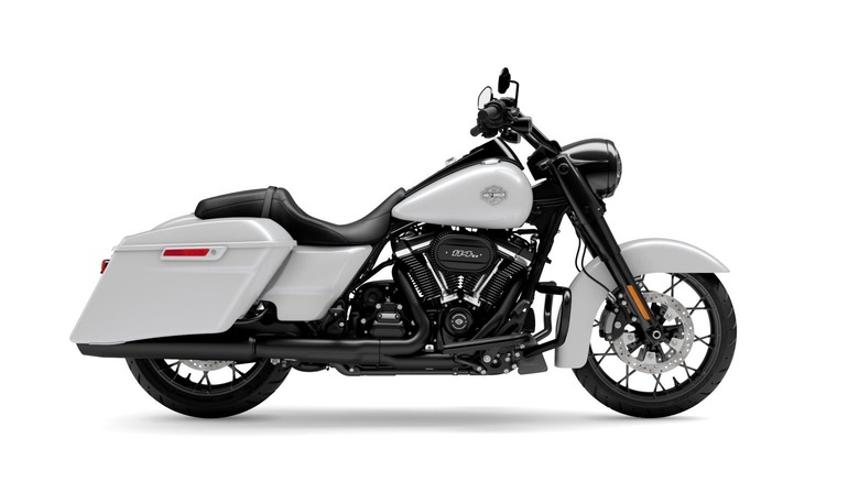 white and black motorcycle