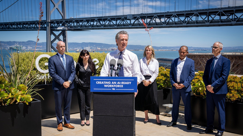 California Governor Gavin Newsom announces a partnership with AI leaders to train the state's workforce.