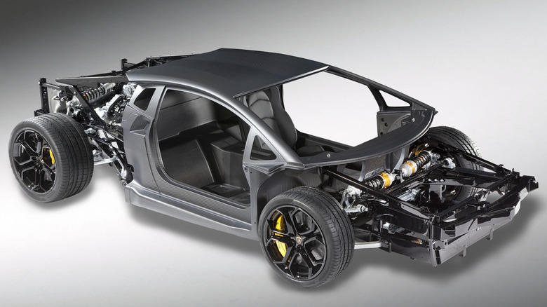 Lamborghini Aventador carbon fiber monocoque frame render