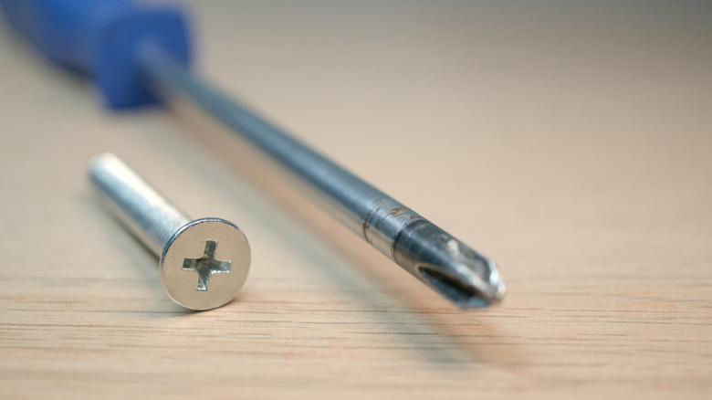 Picture displaying a Phillips Head screwdriver and screw