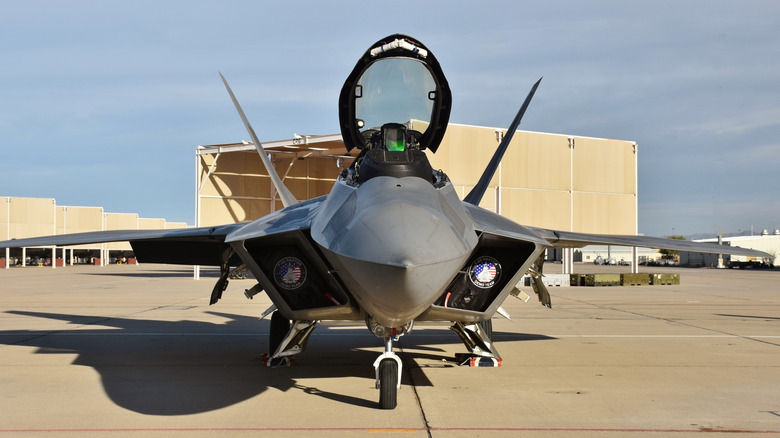 F-22 Raptor on the runway.