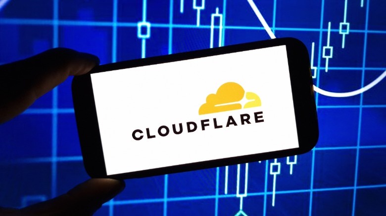 Cloudflare logo on a smartphone