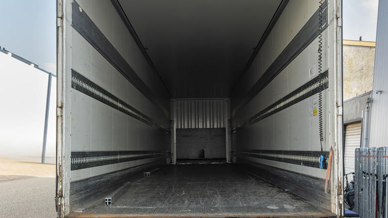 Rear view of a refridgerated semi-trailer
