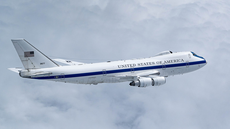 A USAF E-4B in flight over Nebraska