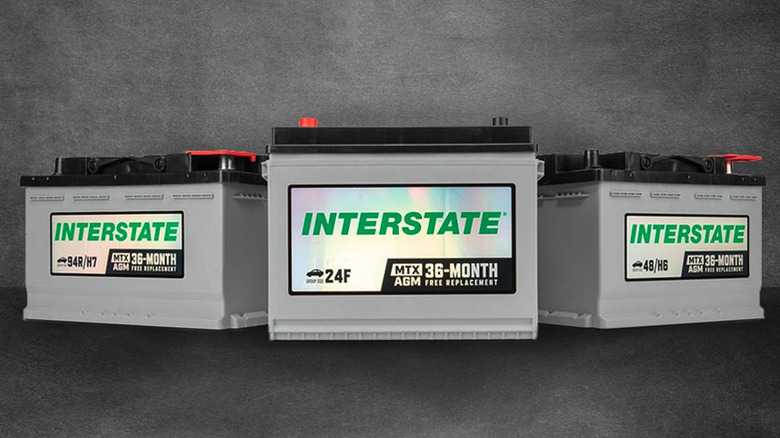 Three Interstate AGM batteries on display