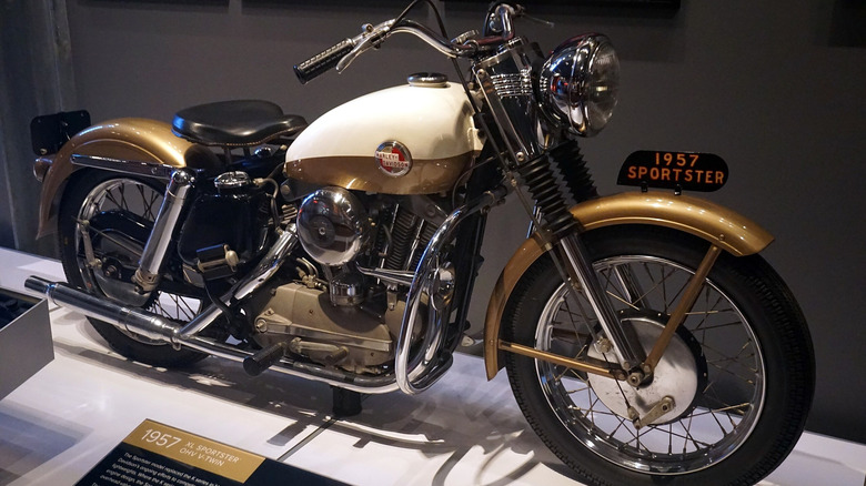 A 1957 Harley-Davidson XL Sportster at the Harley-Davidson Museum in Milwaukee, Wisconsin.