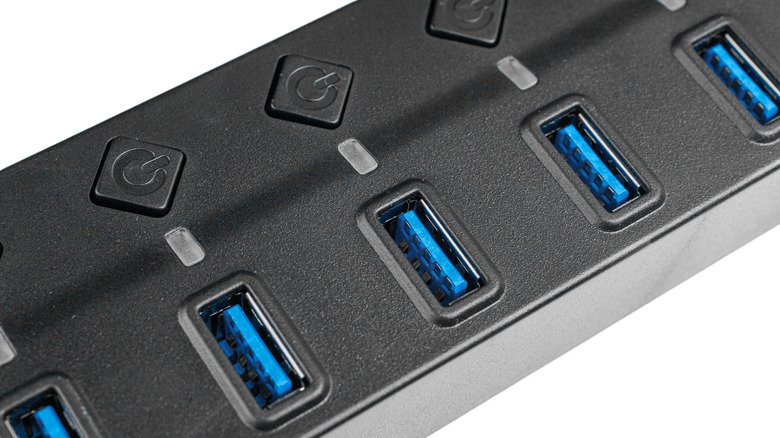 Close up of USB hub