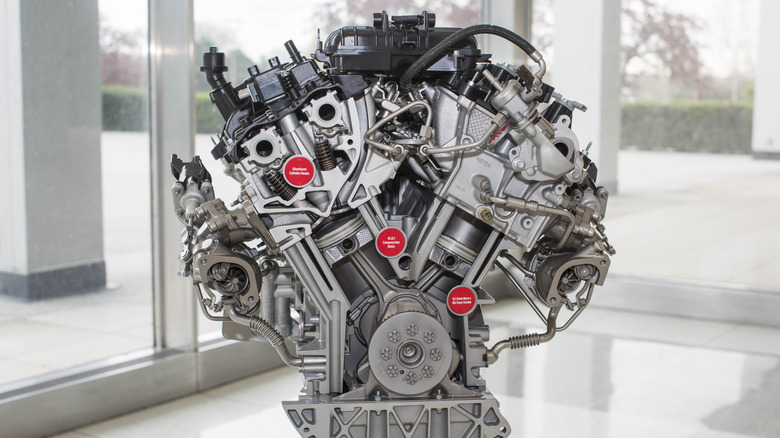 Ford 3.5L EcoBoost V6 engine on display