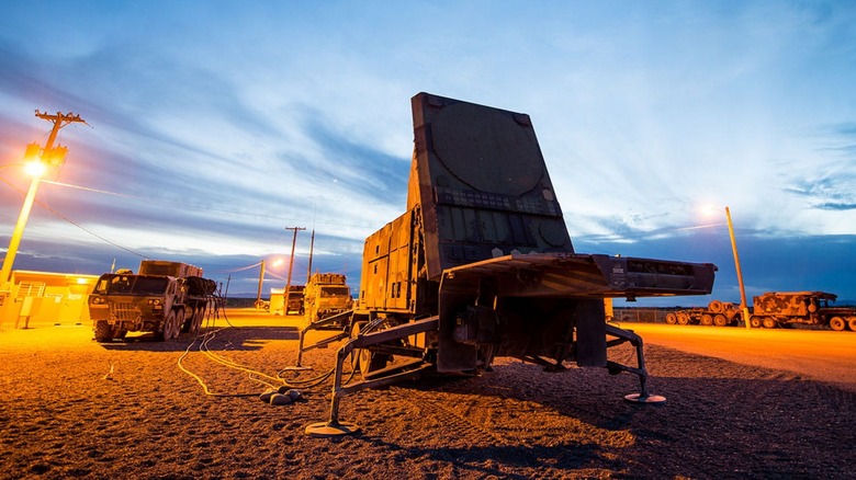 The Patriot Missile System's radar and launcher vehicles