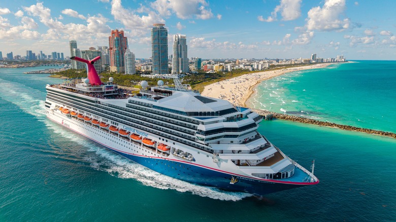 Carnival Sunrise cruise ship off the coast of Miami, Florida